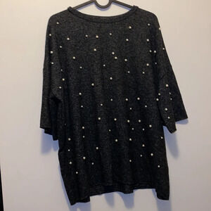 Zara charcoal grey pearl knit  sweater M